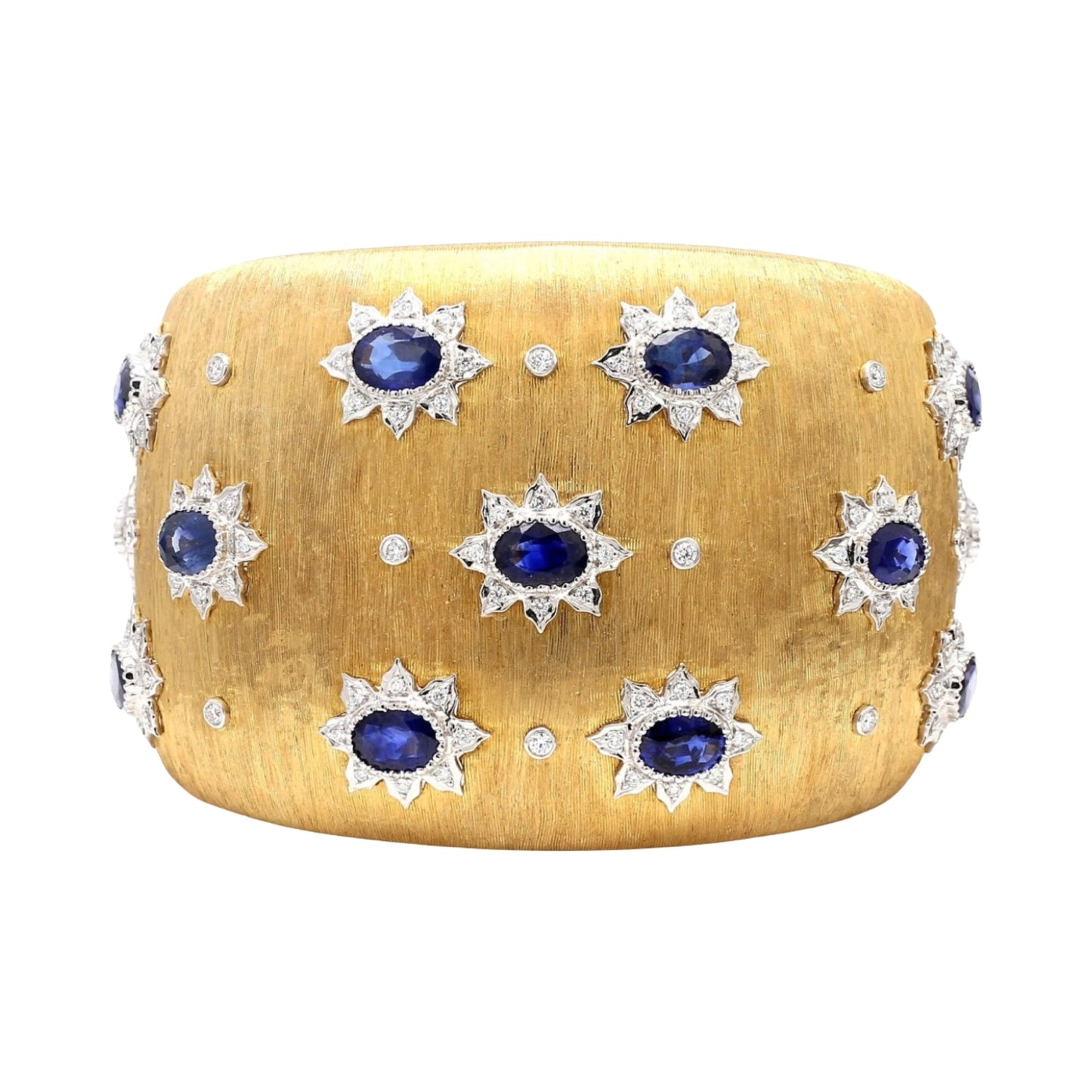 Important Private Estate Italian Style 14.25 cttw Sapphire & Diamond Wide Bangle 14444