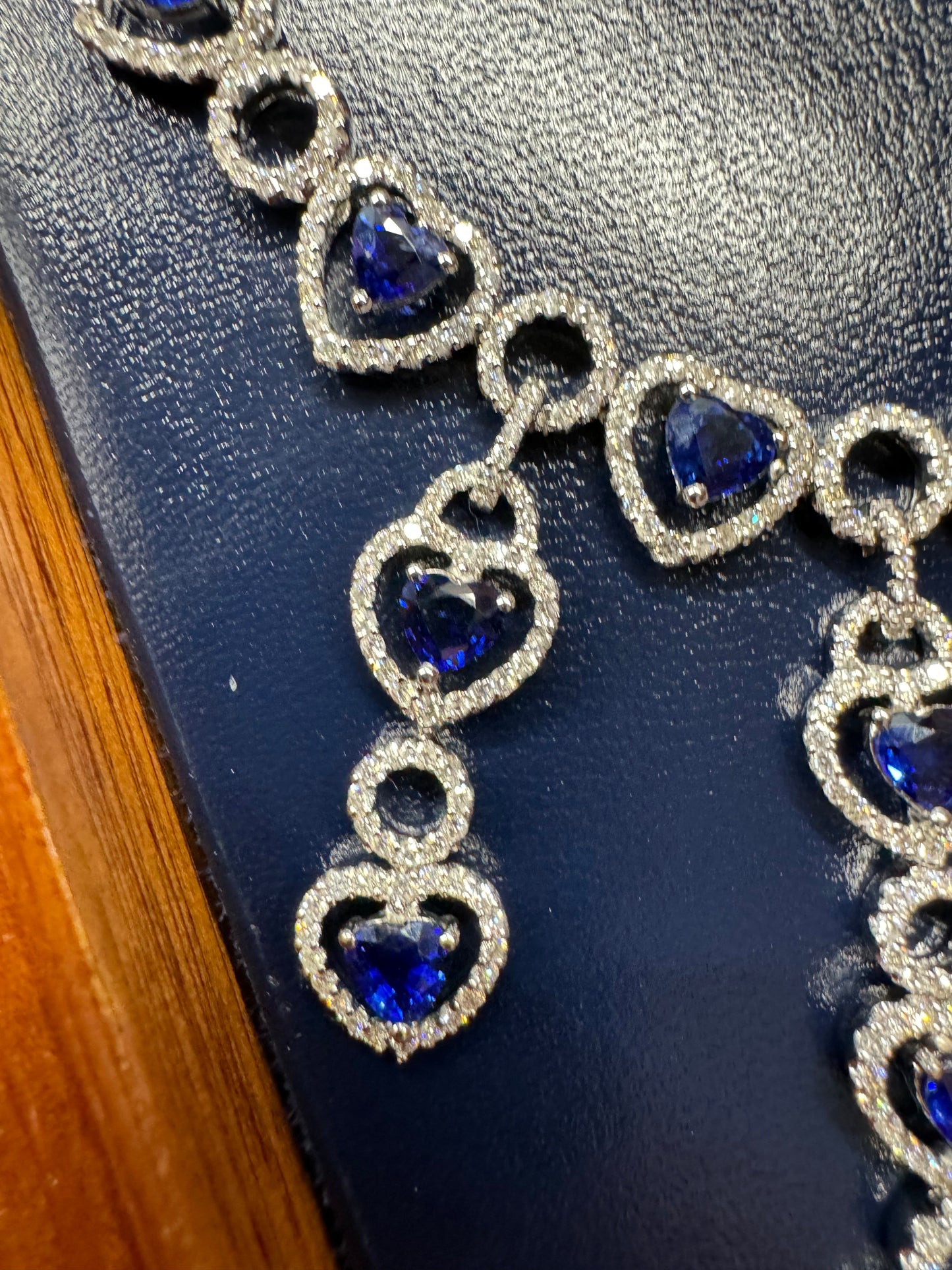 Estate 13.30 cttw Royal Blue Fine Sapphires 11.40 cttw Diamond 18K White Gold Necklace 14563