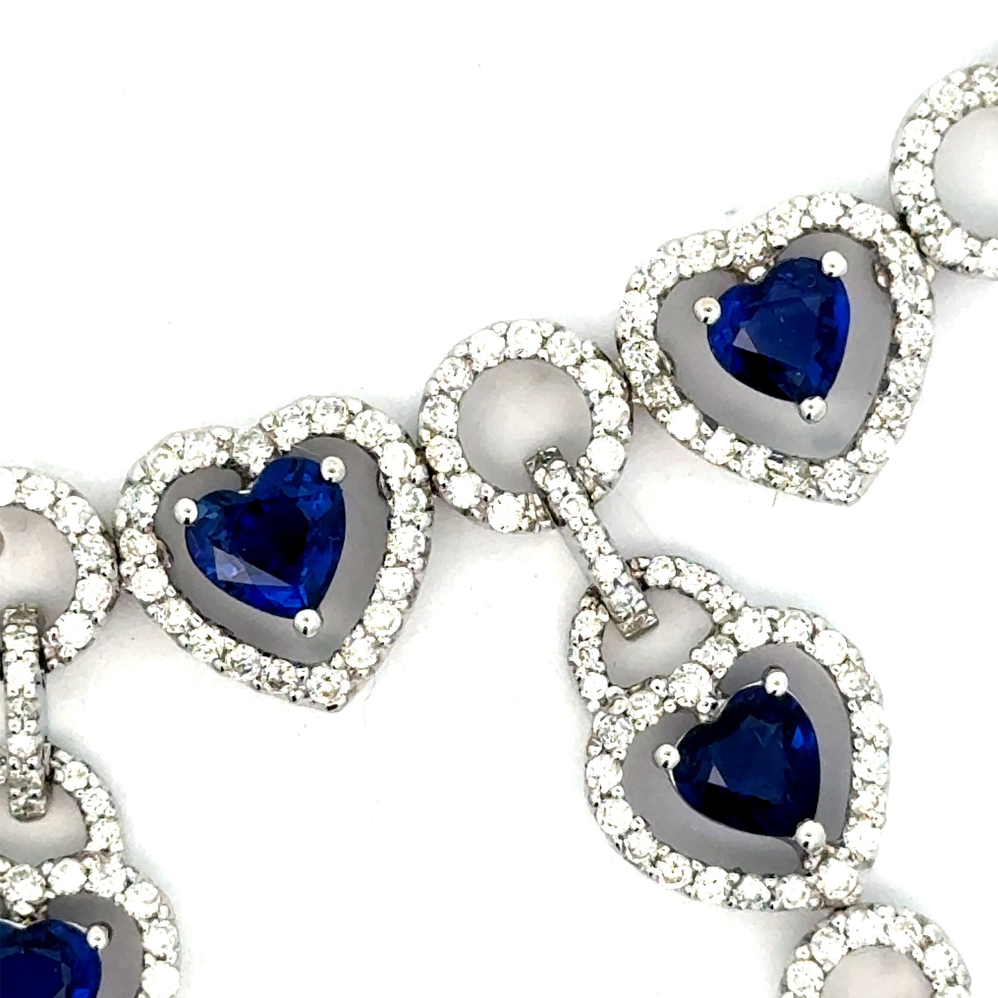 Estate 13.30 cttw Royal Blue Fine Sapphires 11.40 cttw Diamond 18K White Gold Necklace 14563