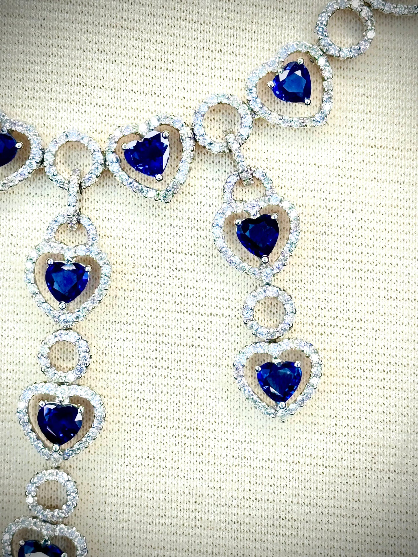 Estate 13.30 cttw Royal Blue Fine Sapphires 11.40 cttw Diamond 18K White Gold Necklace 14563