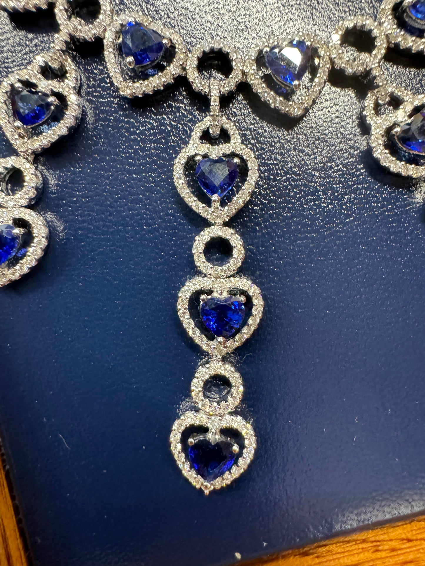 Estate 13.30 cttw Royal Blue Fine Sapphires 11.40 cttw Diamond 18K White Gold Necklace 14563