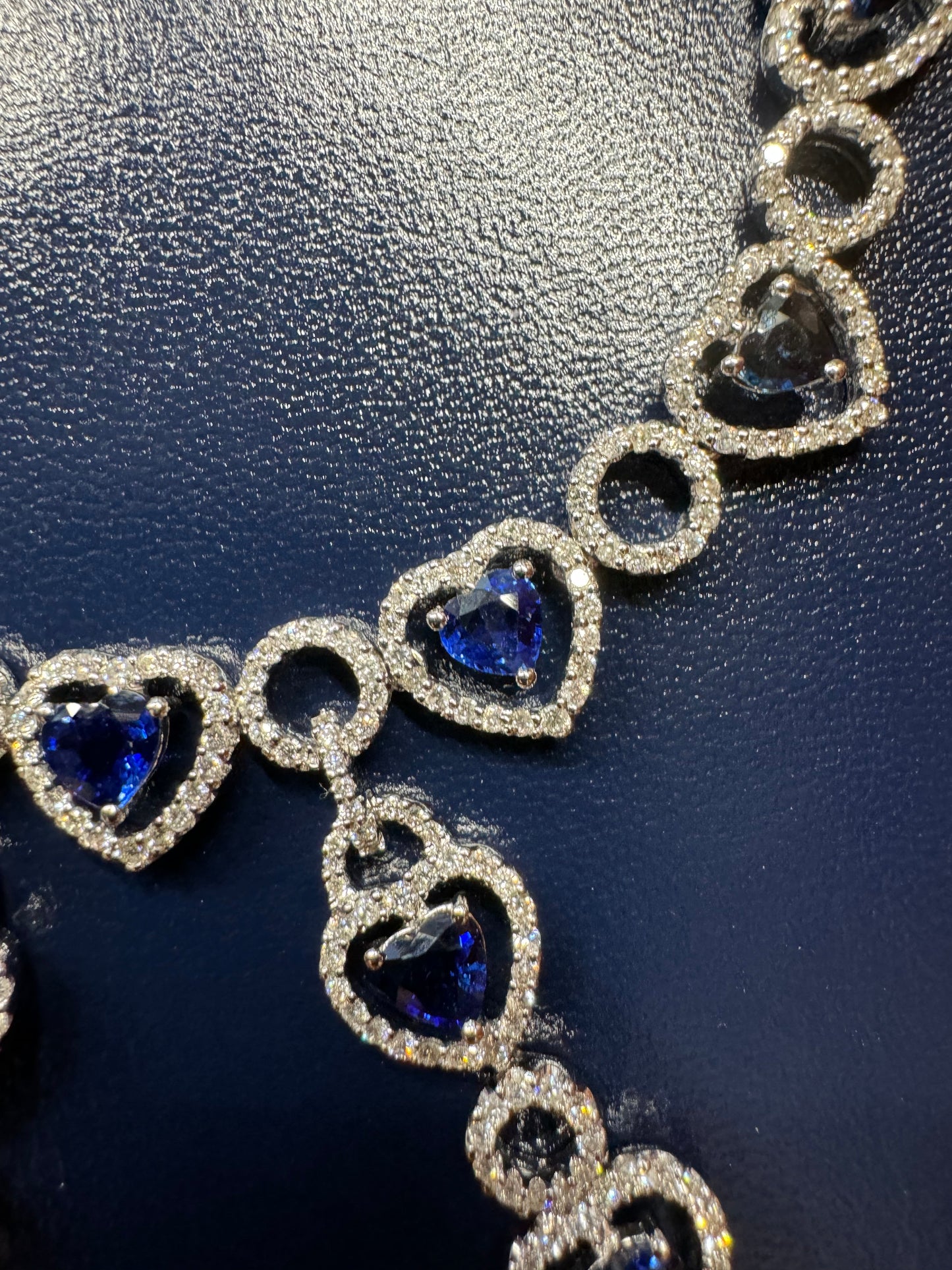 Estate 13.30 cttw Royal Blue Fine Sapphires 11.40 cttw Diamond 18K White Gold Necklace 14563