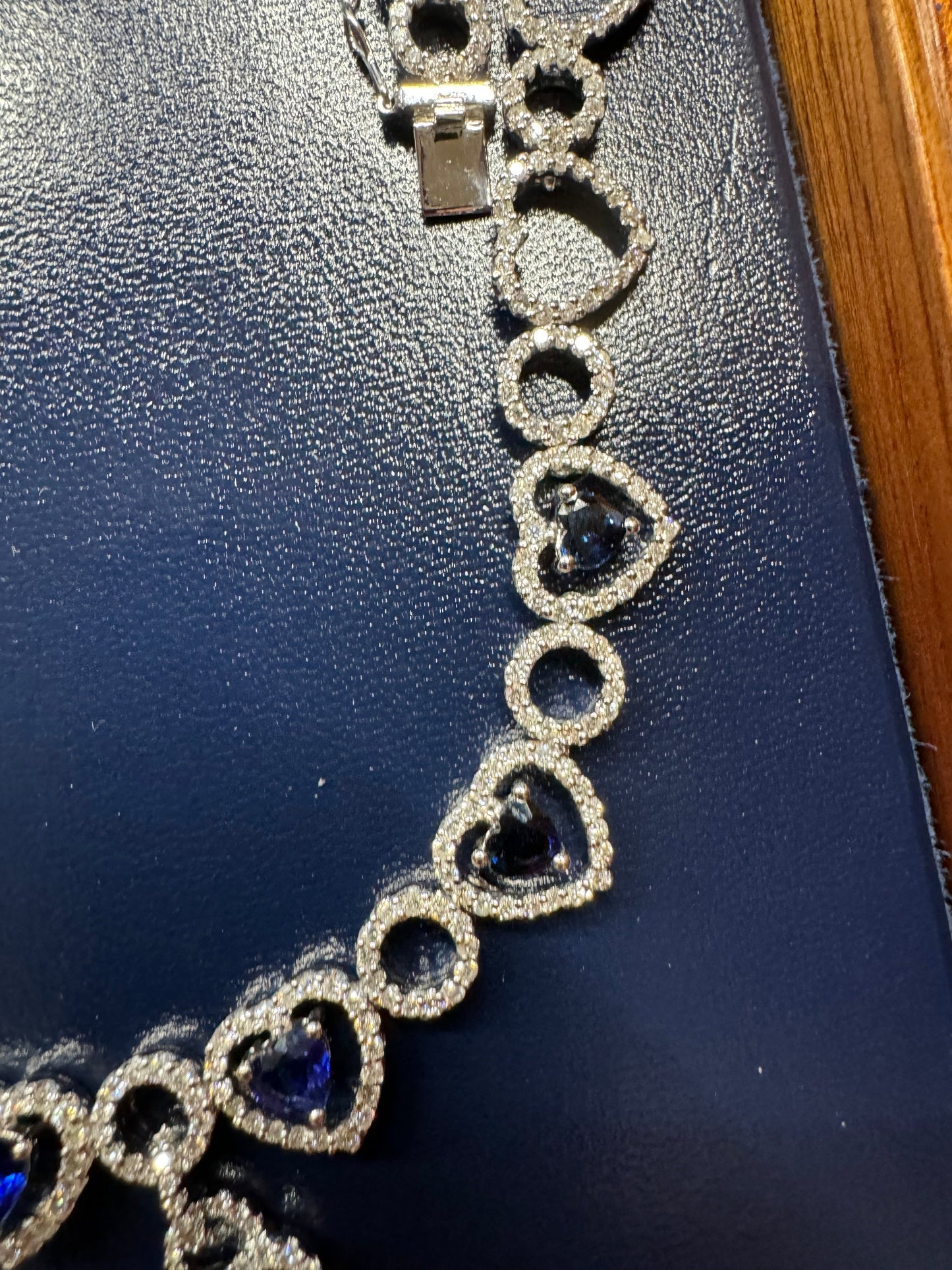 Estate 13.30 cttw Royal Blue Fine Sapphires 11.40 cttw Diamond 18K White Gold Necklace 14563